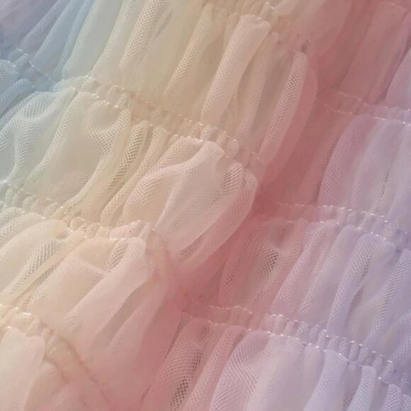 Rainbow Tulle Blouse | Women Cute Top Ombre Gradient Shirt - Picture 5 of 5